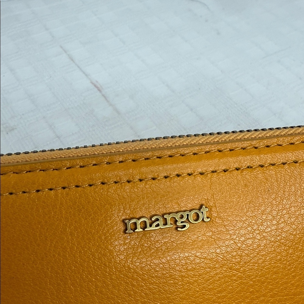 Margot Anna Zip Around Leather Wallet in marigold yellow. - Picture 6 of 9